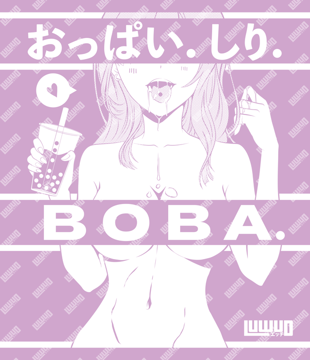 Boobs. Booty. Boba. White T-shirt
