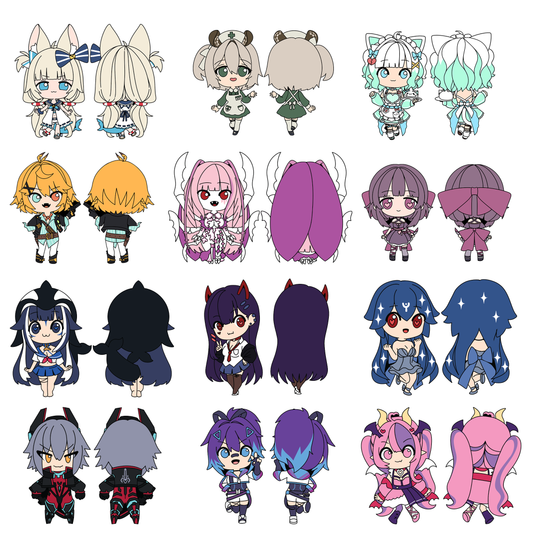Fanart vTuber Double Sided Rubber Keychains