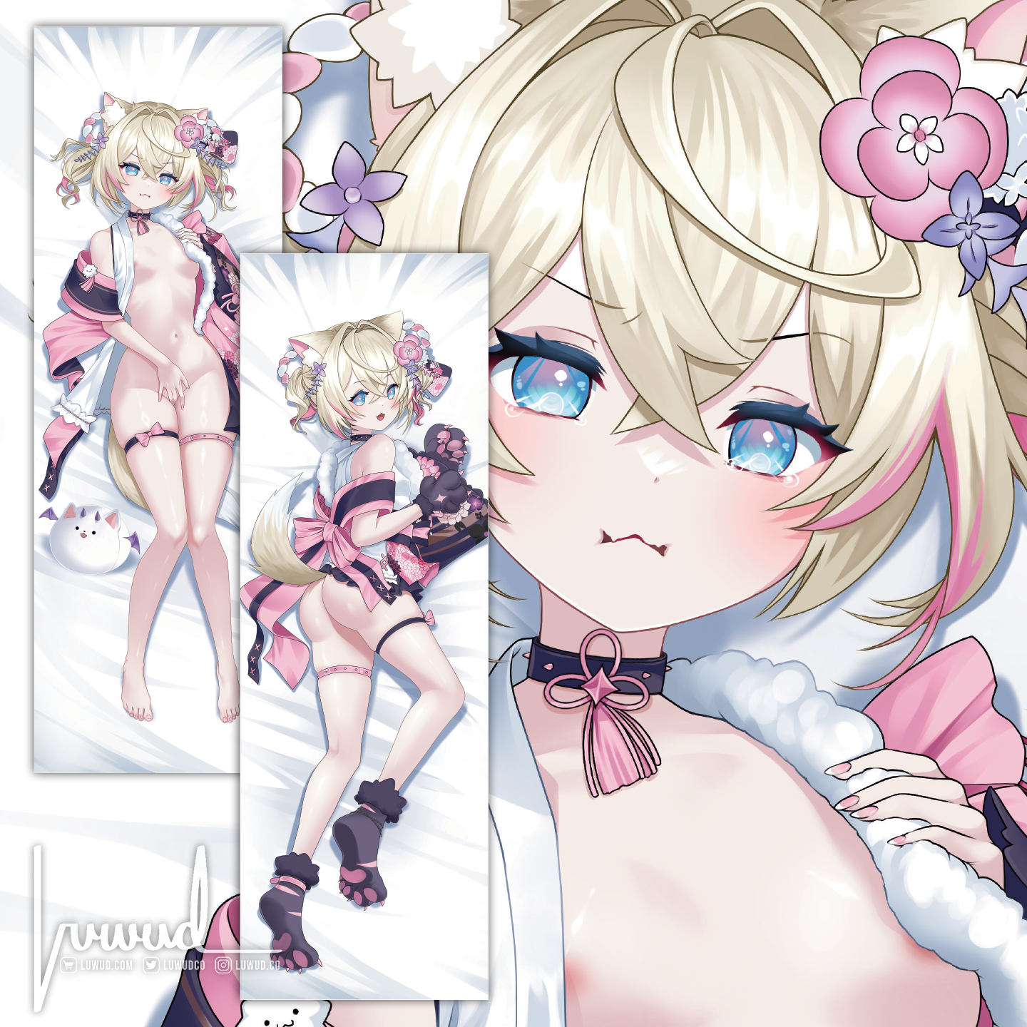 [Mid-March Pre-Order] Holo: Fuwamoco Dakimakura New Year Outfits