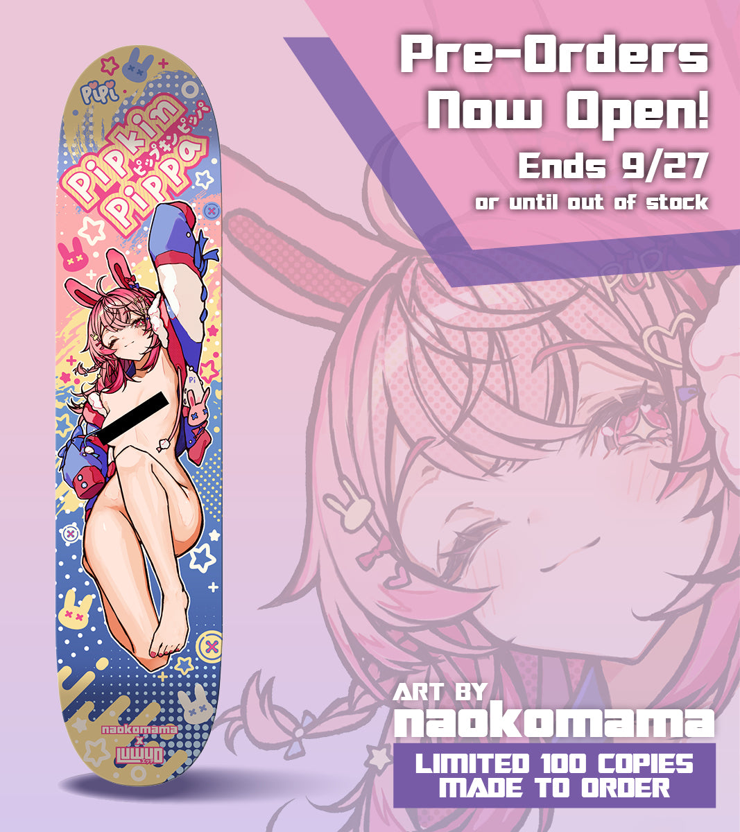 [Out of Print] naokomama x luwud: Pipkin Pippa Skate Deck